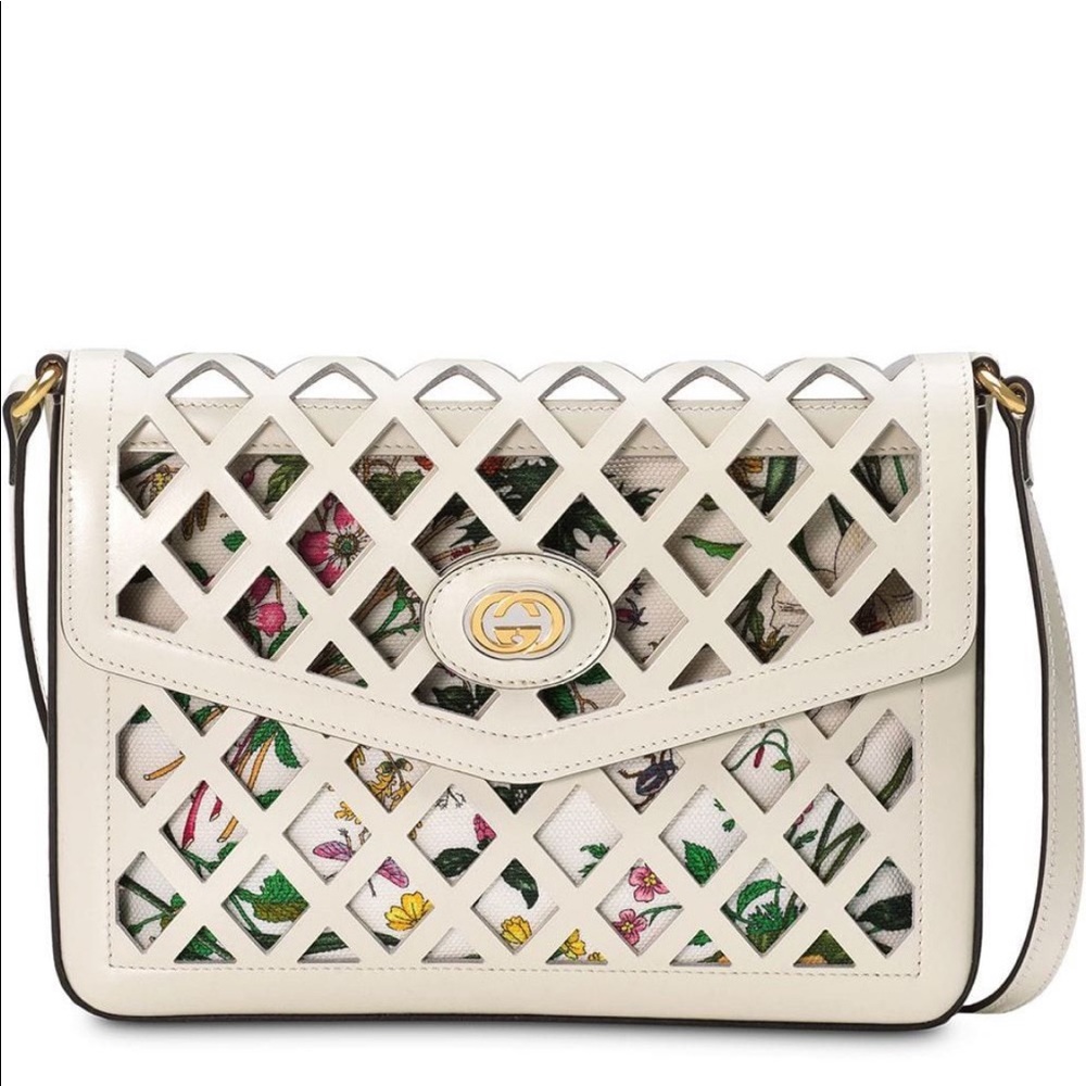 Authentic Gucci meduim Flora leather cutout bag